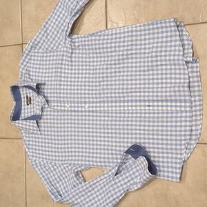 J. Mclaughlin Mens Button Down Blue Checkered Long Sleeve Shirt Size XL